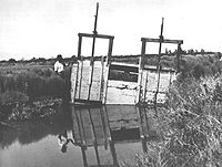 Damage to a canal structure after the 1940 earthquake