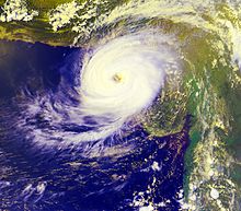 Cyclone 2A making landfall near Karachi at peak intensity as Category 3 equivalent hurricane in May 1999 1999karachicyclone.jpg