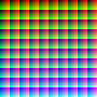 This image (when viewed in full size, 1000 pixels wide) contains 1 m pixels, each of a different color. The human eye can distinguish about 10 m different colors, but most of them lie outside the gamut of this image. on the English language Wikipedia.