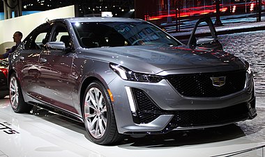 2019 Cadillac CT5 350T with door opened, front NYIAS 2019.jpg