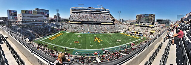A panoramic view of the interior of the stadium before a rare Sun Devil day game from the east seats, looking towards the press box