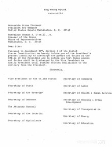 Draft Section 4 letter prepared (though never signed) after Ronald Reagan was shot on March 30, 1981 25th Amendment draft letters for Reagan or Cabinet after March 1981 assassination attempt.pdf