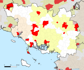 Plassering av Gourin attraksjonsområde i Morbihan-avdelingen.