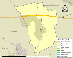 Kolorowa mapa przedstawiająca użytkowanie gruntów.