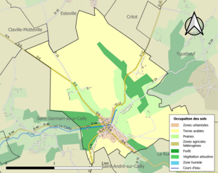 Barevná mapa znázorňující využití půdy.