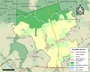 Barevná mapa znázorňující využití půdy.