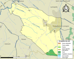 Barevná mapa znázorňující využití půdy.