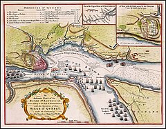 Plan du siège de Québec en 1759, avec les positions de la flotte anglaise.