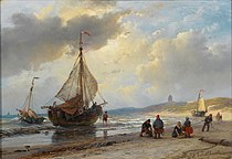 Regenwolk aan het strand van Scheveningen, c. 1860-70, olieverf op paneel