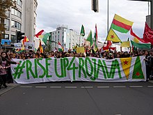 International march in solidarity with Rojava and Northern Syria Anticolonial March Berlin 2019 Rojava block 28.jpg