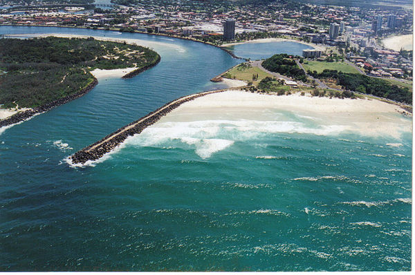 View of Tweed River mouth and Duranbah Beach.