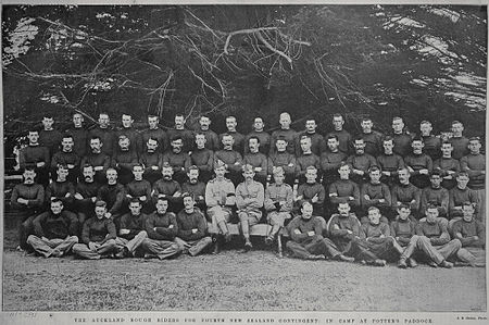 Auckland members of the Fourth New Zealand Contingent in camp in Auckland before deployment to South Africa. Auckland members of Fourth New Zealand Contingent.jpg