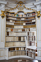 Books and bookshelves. Admont Abbey Library, Austria