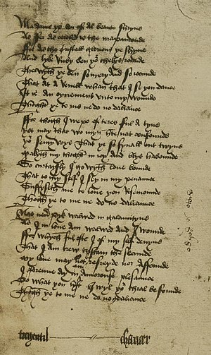 Geoffrey Chaucer: Cuộc đời, Danh sách tác phẩm