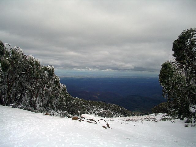 The view from Mount Baw Baw looking east across the Gippsland, in autumn 2006.