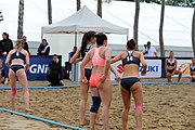 Deutsch: Beachhandball Europameisterschaften 2019 (Beach handball Euro); Tag 1: 2. Juli 2019 – Frauen, Vorrunde Gruppe D, Deutschland-Nordmazedonien 2:0 (26:8, 27:12) English: Beach handball Euro; Day 1: 2 July 2019 – Women Preliminary Round Group D – Germany-North Macedonia 2:0 (26:8, 27:12)