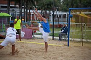 Deutsch: Beachhandball bei den Olympischen Jugendspielen 2018; Tag 4, 11. Oktober 2018; Jungs, Vorrunde, Gruppe B - Spanien-Kroatien 2:0 English: Beach handball at the 2018 Summer Youth Olympics at 11 October 2018 – Boys Preliminary Round Group B‎ – Spain-Croatia 2:0