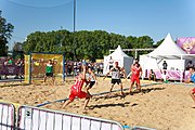 Deutsch: Beachhandball bei den Olympischen Jugendspielen 2018; Tag 3, 9. Oktober 2018; Jungs, Vorrunde, Gruppe A - Portugal-Italien 2:0 English: Beach handball at the 2018 Summer Youth Olympics at 9 October 2018 – Girls Preliminary Round Group A‎ – Portugal-Italy 2:0