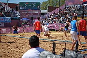 Deutsch: Beachhandball bei den Olympischen Jugendspielen 2018 in Buenos Aires; Tag 7, 13. Oktober 2018; Jungen, Halbfinale – Spanien-Kroatien 2:1 English: Beach handball at the 2018 Summer Youth Olympics in Buenos Aires at 13 October 2018 – Boys Semifinal – Spain-Croatia 2:1 Español: Handball de playa en los Juegos Olimpicos de la Juventud Buenos Aires 2018 en 13 de octubre de 2018 – Semifinales de chicos - España-Croacia 2:1