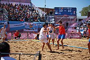 Deutsch: Beachhandball bei den Olympischen Jugendspielen 2018 in Buenos Aires; Tag 7, 13. Oktober 2018; Jungen, Halbfinale – Spanien-Kroatien 2:1 English: Beach handball at the 2018 Summer Youth Olympics in Buenos Aires at 13 October 2018 – Boys Semifinal – Spain-Croatia 2:1 Español: Handball de playa en los Juegos Olimpicos de la Juventud Buenos Aires 2018 en 13 de octubre de 2018 – Semifinales de chicos - España-Croacia 2:1