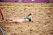 Deutsch: Beachhandball bei den Olympischen Jugendspielen 2018; Tag 6, 12. Oktober 2018; Mädchen, Hauptrundenspiel – Ungarn-Niederlande 2:1 English: Beach handball at the 2018 Summer Youth Olympics at 12 October 2018 – Girls Main Round – Hungary-Netherlands 2:1