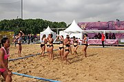 Deutsch: Beachhandball bei den Olympischen Jugendspielen 2018; Tag 6, 12. Oktober 2018; Mädchen, Platzierungsspiel um Rang 9 und 10 – Türkei-Hongkong 2:0 English: Beach handball at the 2018 Summer Youth Olympics at 12 October 2018 – Girls Women's Placement Match 9-10 – Türkei-Hong Kong 2:0