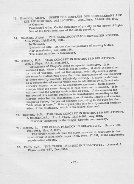 Fail:Benton 1959 The Clock Problem (Clock Paradox) in Relativity - 23 - page 17.png