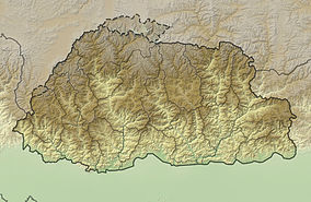 Карта, показваща местоположението на резерват Motithang Takin