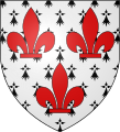 stemma del comune di Ramecourt, Pas de Calais, Francia; di un ermellino con tre gigli con un piede nutrito di rosso.