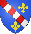 d'azur aux trois fleurs de lys d'or, à la bande componée de gueules et d'argent de six pièces brochant sur le tout14.