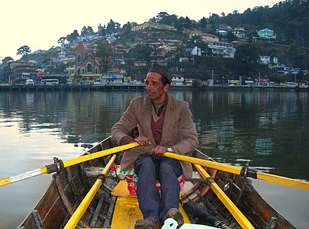 A native boatman on the Naini Lake.
