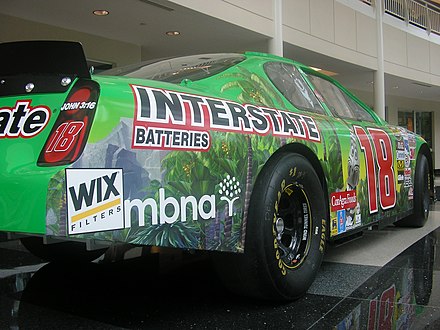 Bobby Labonte's former JGR car on display at the Joe Gibbs Racing headquarters.