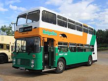 Preserved Bristol VRT in Swift Link livery in August 2012 Brislington - Badgerline 5529 DHW351W.jpg