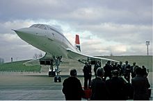 British Airways' first Concorde at Heathrow Airport, on 15 January 1976.