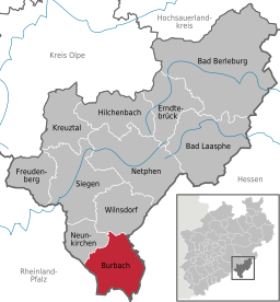 Läget för Burbach i Kreis Siegen-Wittgenstein