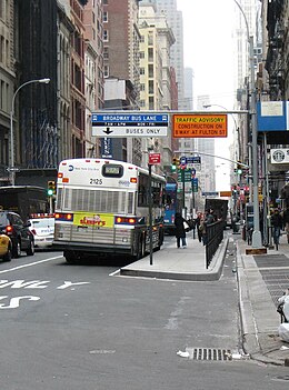 A bus bulb on Broadway in Tribeca, Manhattan Bus bulb on Broadway below Lispenard street jeh.jpg