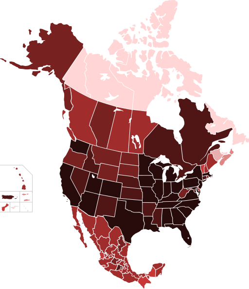 File:COVID-19 cases by territories of the countries of North America.svg