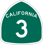 California State Route 3 road sign