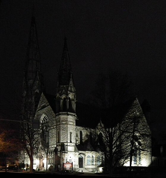 Calvary United Methodist Church at night
