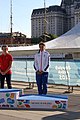 Deutsch: Kanusport bei den Olympischen Jugendspielen 2018; Tag 10, 16. Oktober 2018; Siegerehrung Mädchen Einer-Canadier-Slalom: Doriane Delassus (Frankreich, Gold) - Zola Lewandowski (Deutschland, Silber) - Emanuela Luknárová (Slowakei, Bronze) English: Canoeing at the 2018 Summer Youth Olympics at 16 October 2018 – Girls' C1 slalom Gold Medal Race: Doriane Delassus (France, gold) - Zola Lewandowski (Germany, silver) - Emanuela Luknárová (Slovakia, bronze)