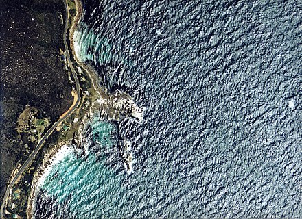 Aerial view of the dive sites at Castle Rocks and Parson's Nose.