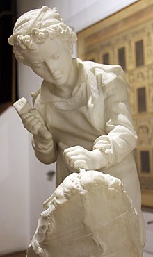 Cesare zocchi, michelangelo fanciullo che scolpisce la testa del fauno, 1890 ca., 03.JPG