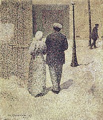 Charles Théophile Angrand, Mies ja nainen kadulla, 1887.