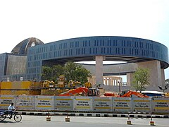 Chennai Metro Rail work in progress near the Tamil Nadu Multi Speciality Hospital Complex