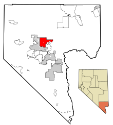 Áreas incorporadas de Clark County Nevada ao norte de Las Vegas em destaque.