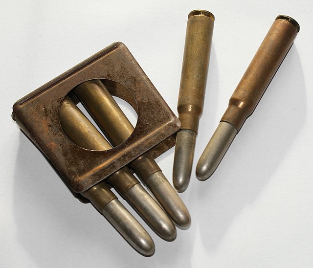 Five-round clip with 1888 pattern M/88 ammunition