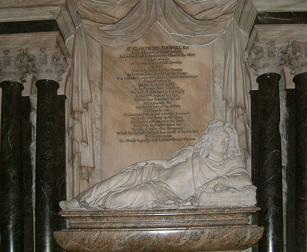 Shovell's monument in Westminster Abbey by Grinling Gibbons