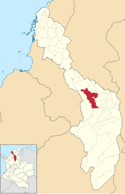 Местоположение муниципалитета и города Пинильос в департаменте Боливар Колумбии 