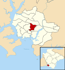 Location of Compton ward Compton ward in Plymouth 2003.svg