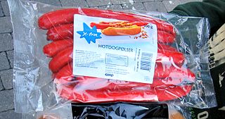 <i>Rød pølse</i> Type of red sausage common in Denmark